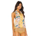Free People  Yellow Halter Bodysuit Tank Small Photo 4