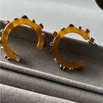 Kurt Geiger  Gold and Red Embellished Earrings Photo 5