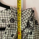 Love Shack Fancy  Blake Cropped Floral Ruffle Blouse Black White Women's size Large Photo 9