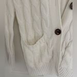 Women's White Cable Knit Cardigan Sweater Photo 2