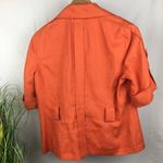 Anne Klein 100% Linen Button Orange Tangerine Utility Short Sleeve Jacket Top 8 Photo 1