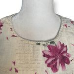 Vintage 90s Maxi Dress Cream Linen Purple Floral Script Print Sleeveless Lace Size undefined Photo 2