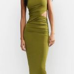 ZARA  midi  Olive Green Cutout Dress Casual wedding evening fitted bodycon Photo 9