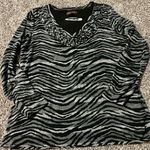 Dana Buchman  Black and Gray Zebra Long Sleeve Top (R1) Photo 0