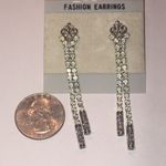 Elegant Vintage Silver Tone CZ Rhinestone Formal Fashion Earrings Photo 2