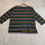 J.Crew  Womens Navy Multi Colored Striped Preppy 3/4 Sleeve Cotton Shirt XL Photo 5