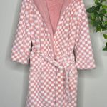 Minky Couture Thick Ultra Plush Checkered Blanket Robe size XS Pink Photo 0