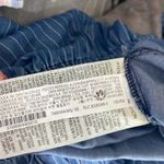 ZARA blue denim Romper white stripe off shoulder pockets women sz XS Photo 7