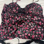 Victoria's Secret  Black and Pink Floral Lingerie Set Photo 2