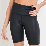 Mono B size small black foil high waist biker shorts discreet phone pouch new Photo 1