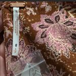 Free People NWOT  lux floral jumpsuit ruffle brown pink Sz S Photo 2