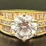 925 Vermeil Gold Over Sterling Silver 8mm CZ Solitaire Women’s Ring Size 8 6g. Photo 1