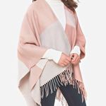 SOIA & KYO Pale Pink Cream Woven Scarfigan Scarf Cardigan Wrap w/Fringe Detail Photo 3