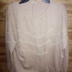 Andthewhy Womens  Cream Top Large Boho Fringe Neutral Casual Minimalist Photo 0