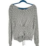 EXPRESS Gray Space Dye Corset Waist Slouchy Balloon Sleeve Sweater Photo 9