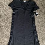 DKNY  Black Textured V-Neck Dress Photo 1