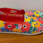 Toms Women's Classic Alpargata Shoes Floral Print Red Yellow Blue Size W 9.5 Photo 0