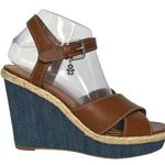 Coach Eaton Sandals Women's Wedges Platform Shoes Heels Size 8.5 Leather Denim Photo 0