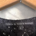 Victoria Beckham  Black Lace Satin Long Sleeve Button Up Mini‎ Dress Sz L Photo 2