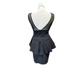 Bebe  vneck top mesh small black peplum dress back zip nylon/spandex Photo 1