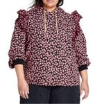 Sandy Liang  X Target Women's Floral print Ruffle Hooded Sweatshirt Photo 4