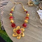 Robert Rose Necklace Art Deco Dress Clip Sarah Cov Earrings Vintage Jewelry Red Photo 1