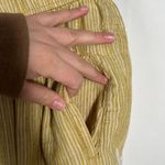 Anthropologie Yellow Striped Floral Embroidered Detailed Tapered Linen Pants XS Photo 4