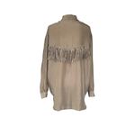 M.J. Carroll Womens Button Down Shirt 100% Silk Fringe Western Sz L READ Brown Size L Photo 8