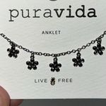 Puravida Rhodium Plated Daisy Charm Anklet Floral Minimalist Design 9” Photo 2