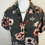 J for Justify Women’s Shirt Dress Gray Floral Buttons Collared Casual Size Large Classic Light Photo 5