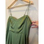 Abercrombie & Fitch  Camille Green Satin Midi Dress Size Large Olive Green Date Photo 3