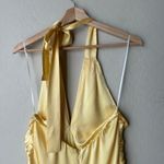 Reformation  Dress Maddison Butter Yellow Silk‎ Satin Halter Midi Dress Size 4 Photo 5