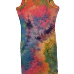 Tie Dye Casual Sleeveless Bodycon Leg Slit Scoop Neck Dress Size Large Pink Photo 1