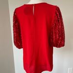 Vine & Love  new with tags red blouse with sequin sleeves size M  holiday Photo 12