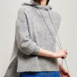 Ganni Gray Callahan Mohair Ribbed Knit Hoodie Sweater Photo 1
