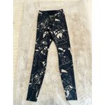 Nike Womens XS Leggings Black Silver Metallic Floral Mid Rise Running Photo 15