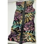 Love j Black Strapless Ruched Mini Dress Tropical Print Party Cocktail Small Photo 3