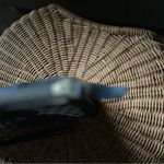 Pierre Cardin  Vintage Blue Navy Cowhide and Canvas Monogram Tote Bag Case - Rare Photo 2