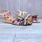 Betsey Johnson  Lizzie heels rainbow ribbon confetti shoes sandals 9.5 Photo 1