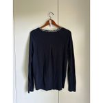 Anthropologie Womens Cardigans Size Large Monogram HWR Navy Nautical Ruffle Photo 7