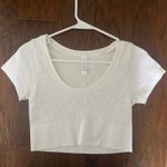 Aerie White  Rubbed Crop Top Photo 0