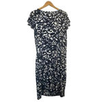 Ralph Lauren Lauren  Navy Blue White Sheath Dress Empire Waist V-Neck 16W Floral Photo 4