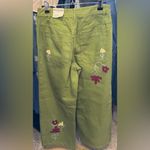 Free People NWOT We The Free Summer Bloom Embroidered Jeans grasshopper combo 25 Photo 7
