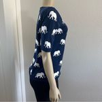 Talbots  Short Sleeve Sweater Navy Elephants Pullover Top Rayon Cotton safari Photo 3