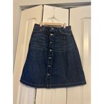Tommy Hilfiger ‎ Denim Skirt Button Front Dark Wash A Line Embroidered Pockets 14 Photo 2