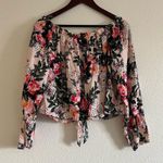Altar'd State NWT Altar’d State Pink Floral Off the Shoulder Long Sleeve Tie Top Size Small Photo 2