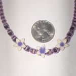 Purple and Cream Floral Moon Glow Beads Boho Necklace Photo 4