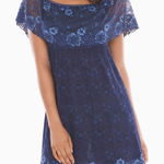 Soma  Lace Off The Shoulder Sleep Chemise Size XL Slip Dress Nightie Blue Photo 0