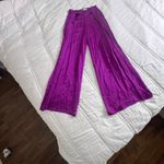 ZARA  satin effect wide leg fuchsia palazzo high waist flowy pants XS Photo 18