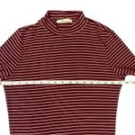 Gaze Maroon White Stripe Mock Neck Long Sleeve Top Retro Grunge Size Small Red Photo 2